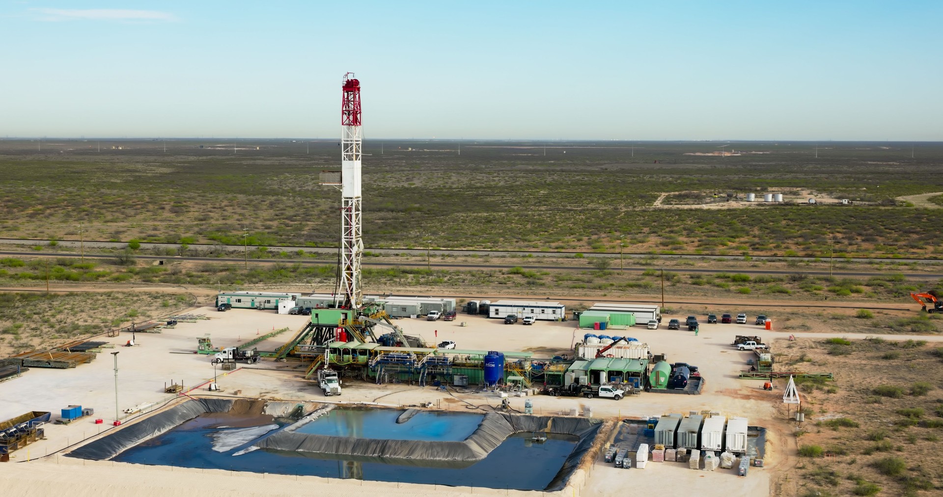 Gas Well in Permian Basin, Texas on Sunny Day - Aerial Shot
